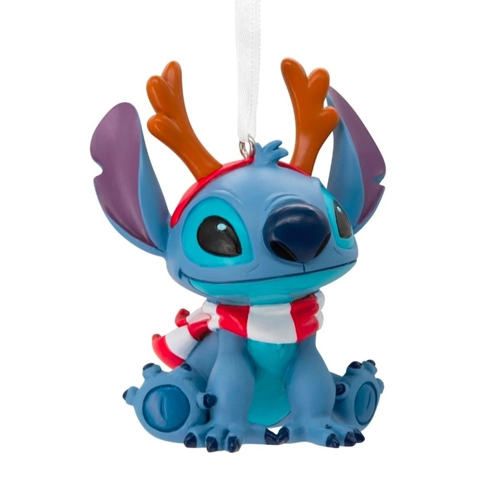 Disney Hallmark Stitch Christmas Ornament‎ Reindeer Scarf
